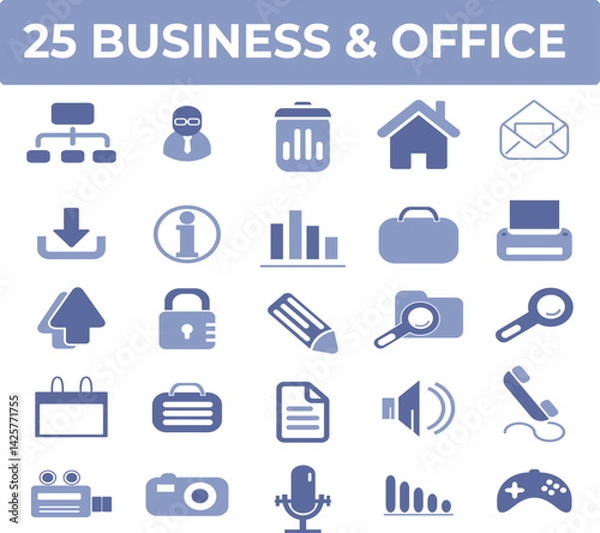 Obraz Business and Office Icon Set Twenty-five Professional Symbols for Website and App Design
