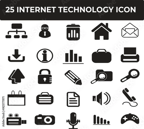 Obraz Twenty-five Internet Technology Icons Set for Web Design and Application Development