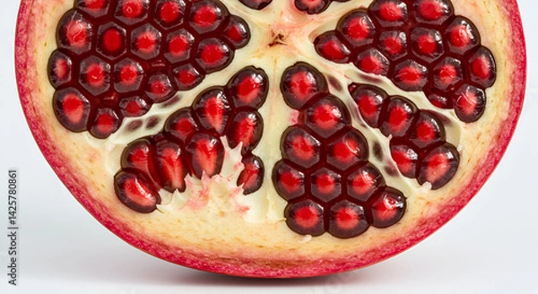 Fototapeta Cross Section Of Fruit Showing Seeds Embedded In Flesh