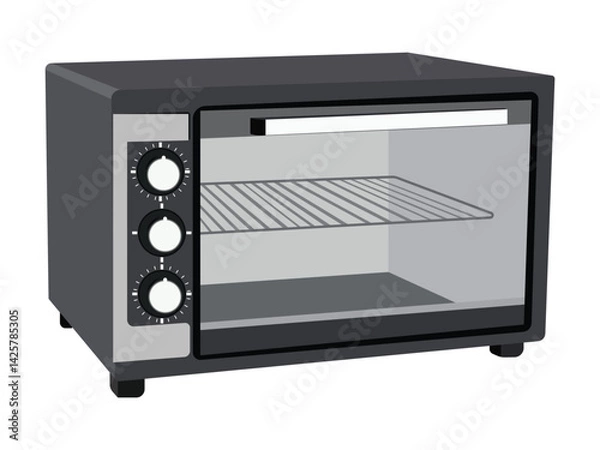 Fototapeta Countertop oven with knobs for temperature control and a wire rack inside