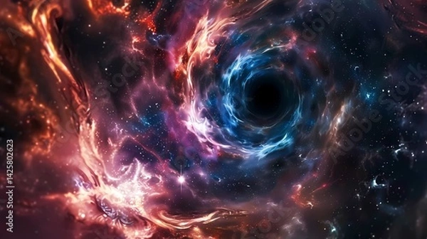 Fototapeta Abstract of a wormhole in space, Generative AI illustrations.