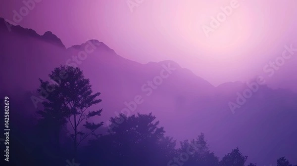 Fototapeta A purple gradient background, landscape, Generative AI illustrations.