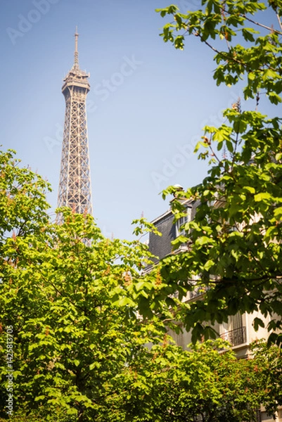 Obraz Dreamy spring details of the Eiffel Tower from the city - Paris