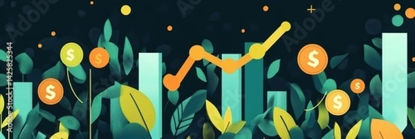 Fototapeta Animated infographic-style visual showcasing venture capital growth