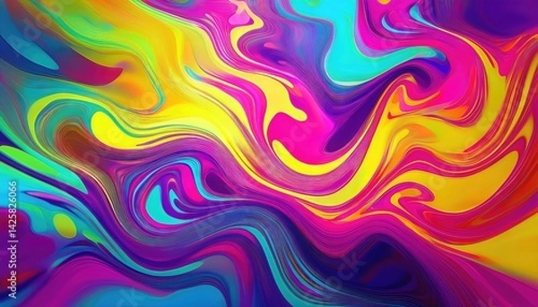 Fototapeta Abstract Fluid Motion Vibrant and Dynamic Aquatic Scene with Popping Colors, Capturing a Sense of Energy and Movement in the Underwater World.