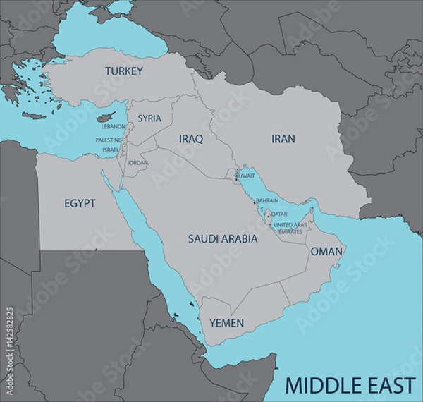 Obraz Middle East political map