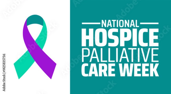 Fototapeta National Hospice Palliative Care Week background banner or poster design template. observed every year in May. Holiday concept. Use to any Template, card, poster, placard, template.