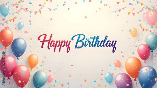 Fototapeta happy birthday card with balloons