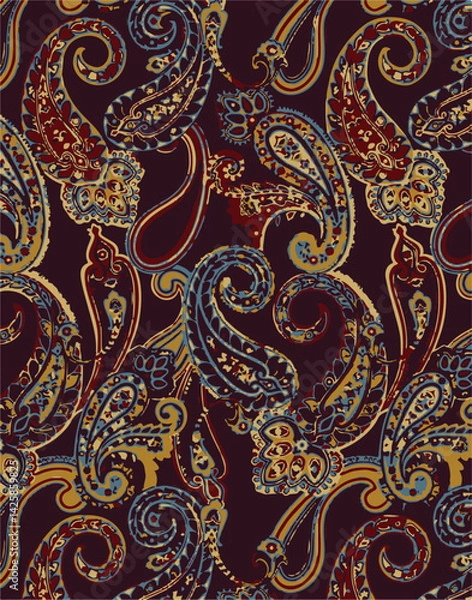 Obraz paisley textile pattern design texture,paisley textile pattern design, Magical Traditional Paisleys Seamless Pattern for wallpaper design or fabric textile printing.vector