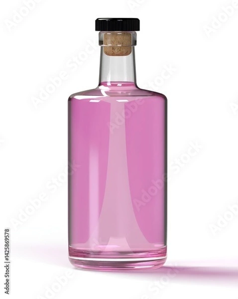 Obraz Pink Gin Bottle Mockup Without Label on isolated white Background