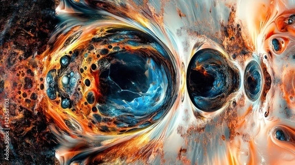 Fototapeta a surreal abstract artwork with melting forms and vibrant colors