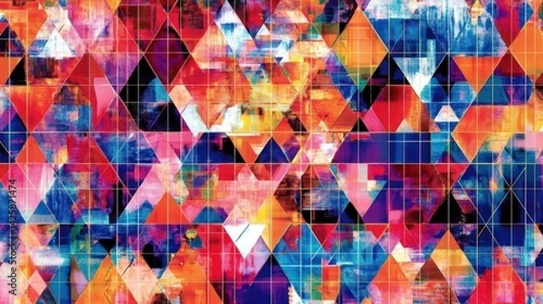 Fototapeta a vibrant abstract pattern with overlapping triangles and vivid hue