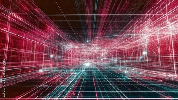 Fototapeta Abstract visualization of complex data and digital connection networks