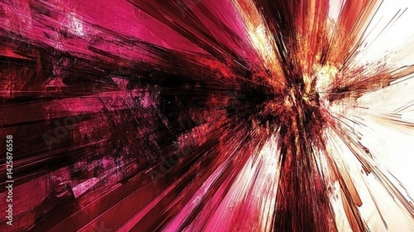 Fototapeta Abstract depiction of radiating light bursts and textured color fields