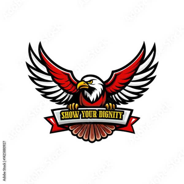 Fototapeta eagle with wings and shield