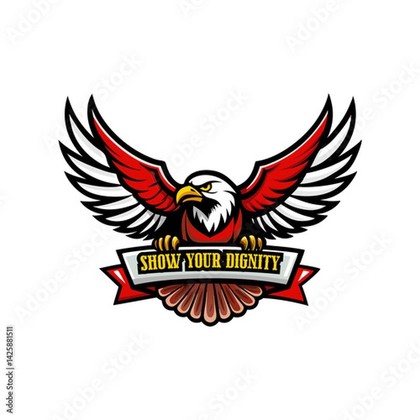 Fototapeta eagle with wings and text