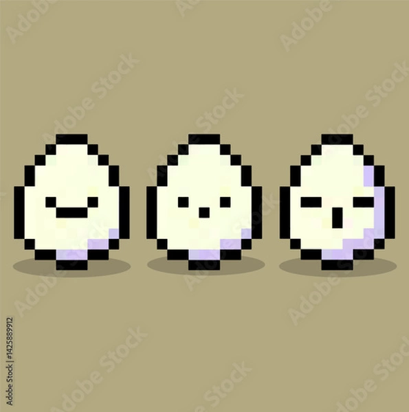 Fototapeta Pixel art of cute eggs character.