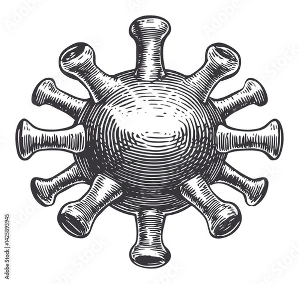 Obraz Detailed Hand-Drawn Illustration of a Virus with Spikes and Texture