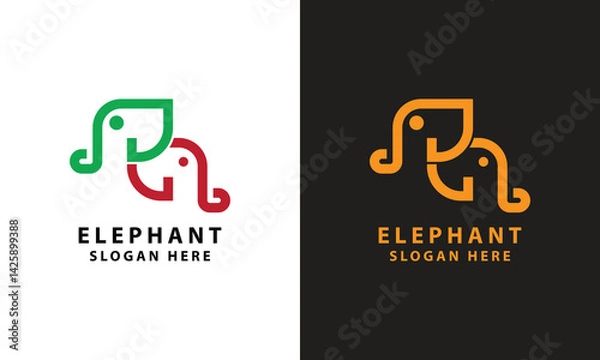 Obraz Two lines elephant head logo in negative space