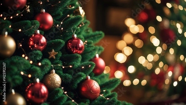 Obraz Christmas tree with festive decorations