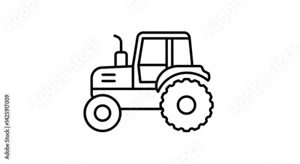 Fototapeta Tractor Icon - Simple Outline Illustration of a Tractor, Ideal for Agriculture, Farming, or Rural Themes