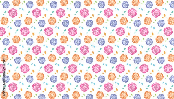 Fototapeta Abstract background with colorful roses, vector illustration with color swatch