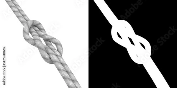 Obraz 3D rendering illustration of a loose square knot