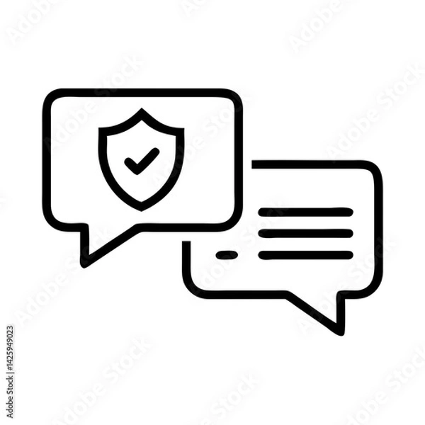 Fototapeta Chat Bubbles with Shield Representing Secure Communication and Privacy Protection