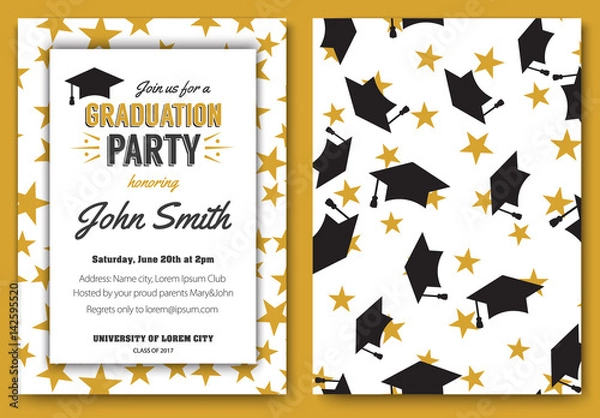 Obraz Graduation party vector template invitation