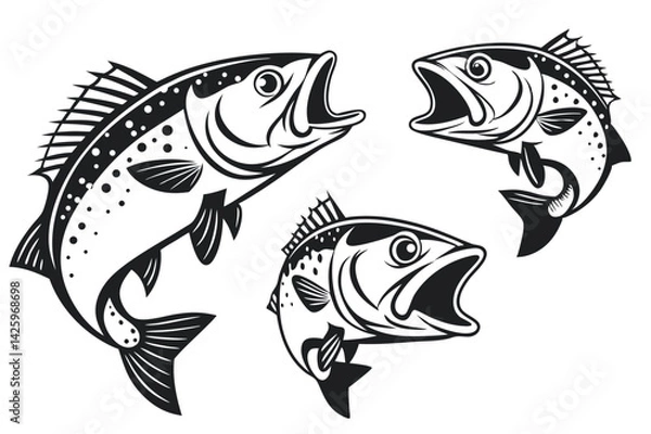 Obraz bass fish illustrations