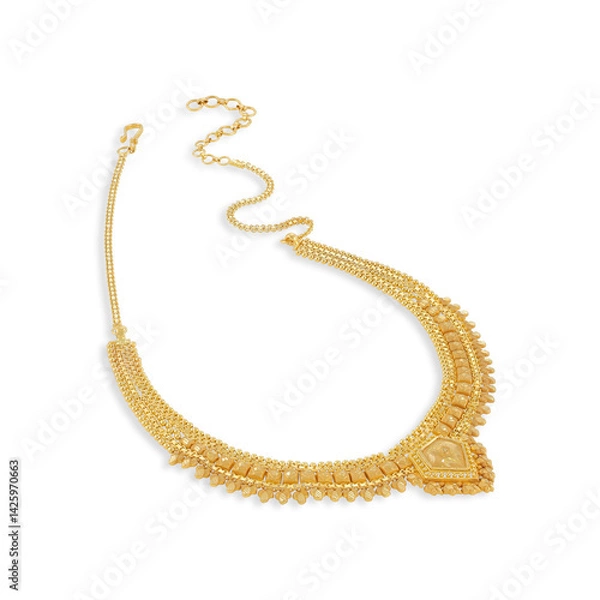 Obraz gold necklace on white background