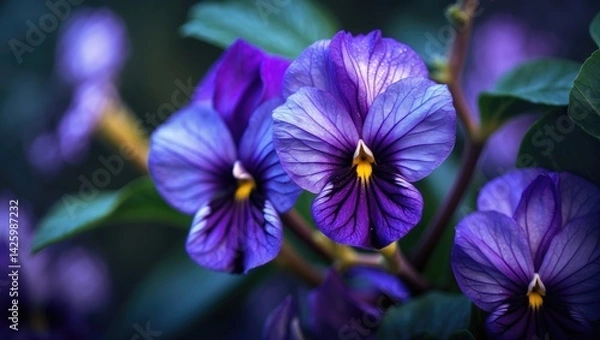Obraz African violet flowers with selective focus