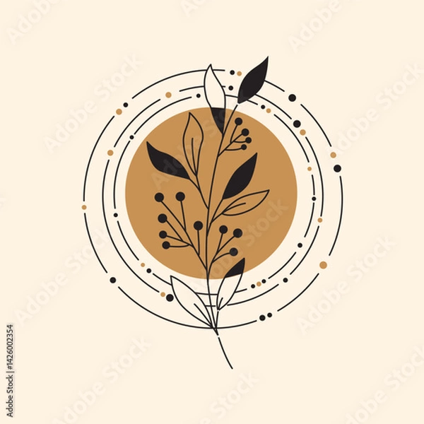 Obraz Celestial moon and abstract botanical branches.