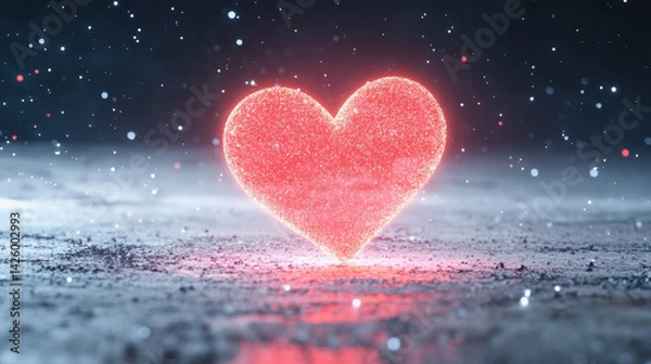 Fototapeta Heart shaped object displaying beautiful glow and light particles creating a captivating illustration background scene