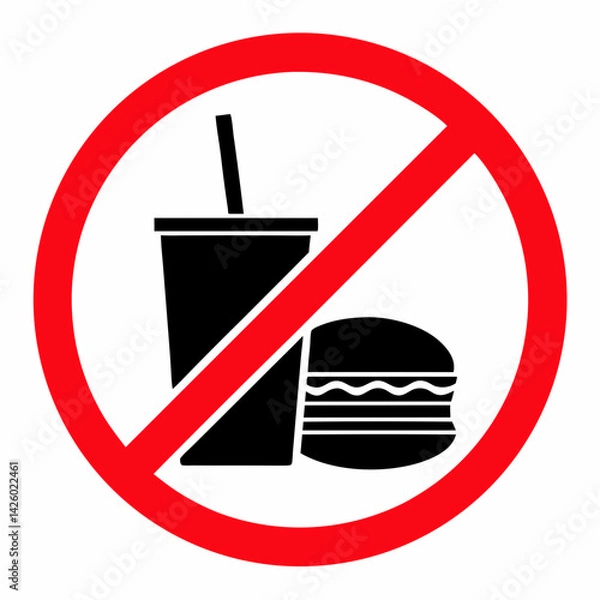 Fototapeta Forbidden Fast Food Sign Symbolizes Healthy Eating And Diet Restrictions Vector Image