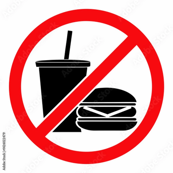 Fototapeta No Junk Food Sign With Burger And Soda For Diet Concepts