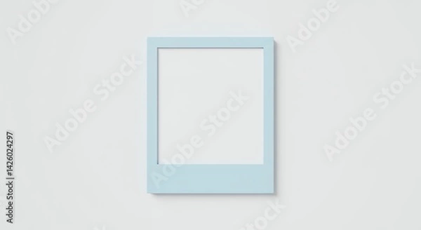 Fototapeta Light blue pastel polaroid frame mockup