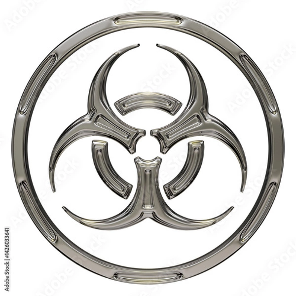 Obraz Chrome Biohazard Symbol 3D Render on Transparent Background