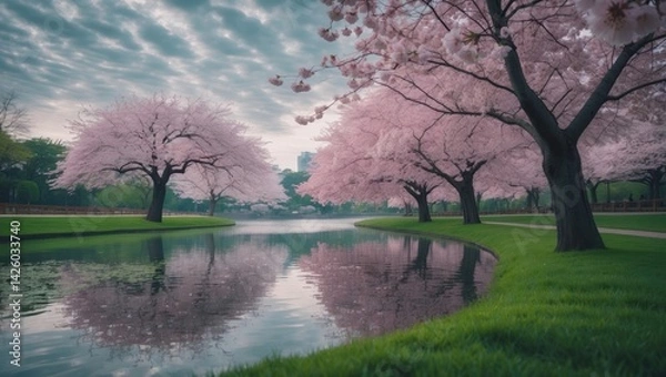 Fototapeta Cherry Blossom Festival at the Park