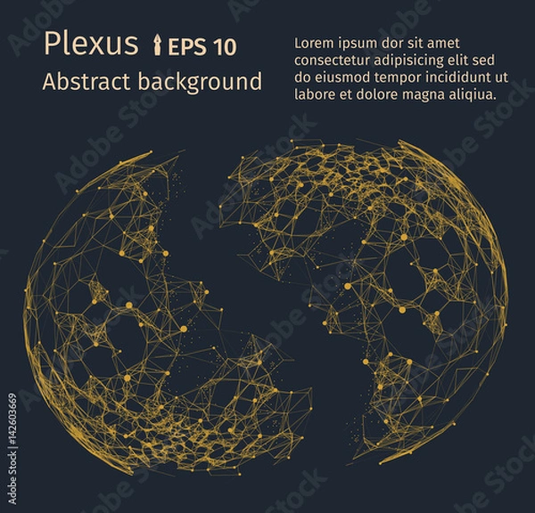 Obraz plexus triangle linar dot composition darck oravge