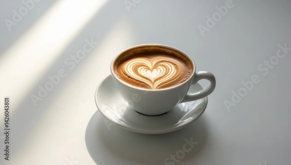 Fototapeta Isolated latte art in a cup on a white background