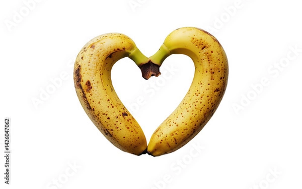 Obraz Two bananas are arranged in the shape of a heart on transparent or white background