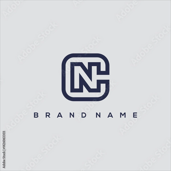 Obraz line art initials CN or NC logo vector