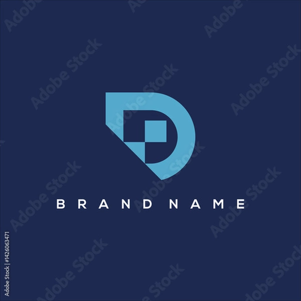 Obraz initial D technology logo vector