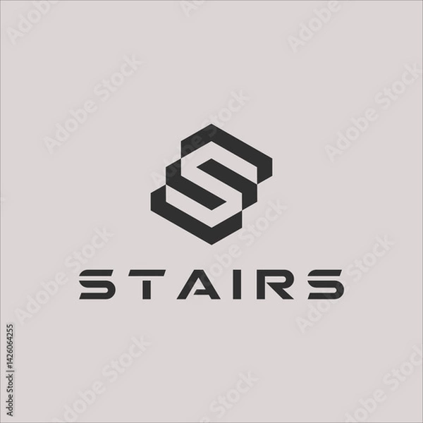 Obraz initial S and geometric stairs vector logo