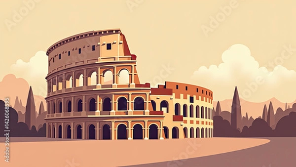 Obraz Illustration of iconic Coliseum of Rome