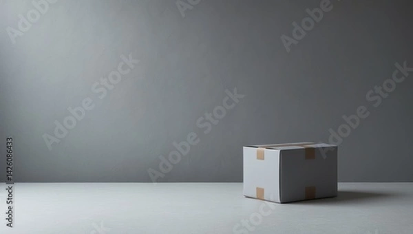 Fototapeta Plain grey tone color paint on cardboard box with blank paper texture background and minimal style