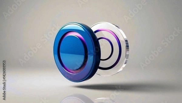 Fototapeta 3d icon Futuristic Button Interface ai