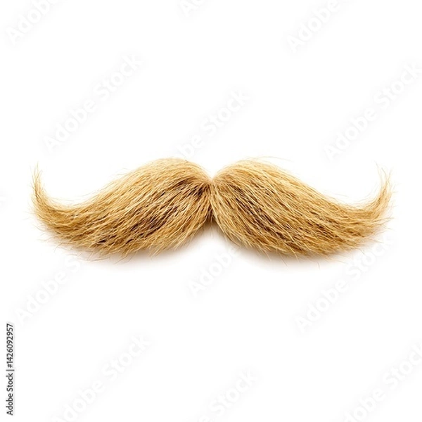 Fototapeta Blonde mustache isolated object on white background