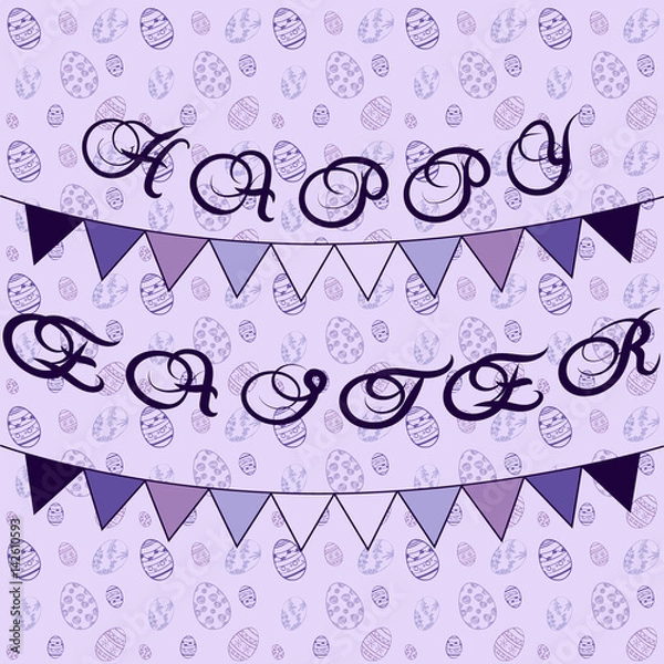 Obraz Happy Easter Egg lettering on seamless background.